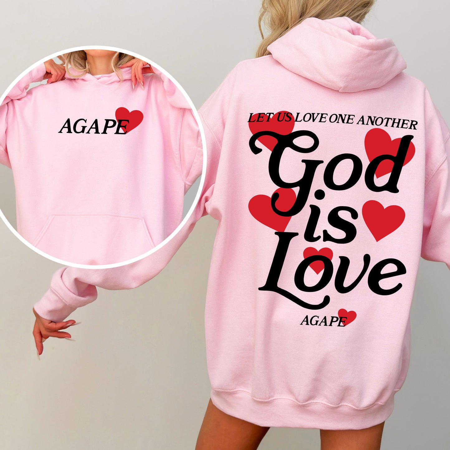 God Is Love, Agape, Love One Another, Bible, Faith, Christian, Religious Hoodie, Hooded Sweatshirt