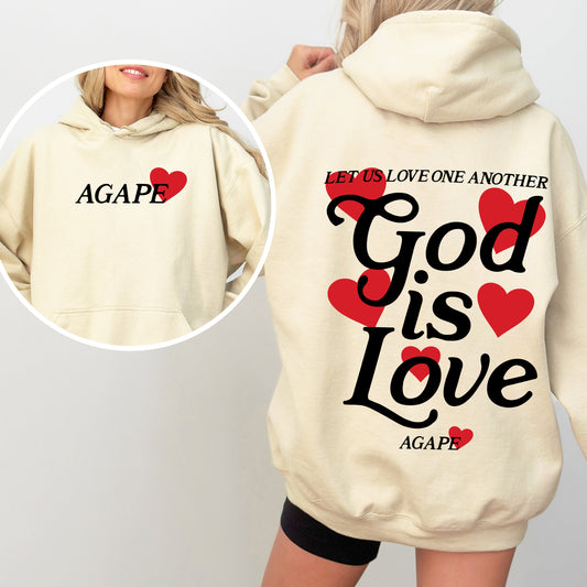 God Is Love, Agape, Love One Another, Bible, Faith, Christian, Religious Hoodie, Hooded Sweatshirt