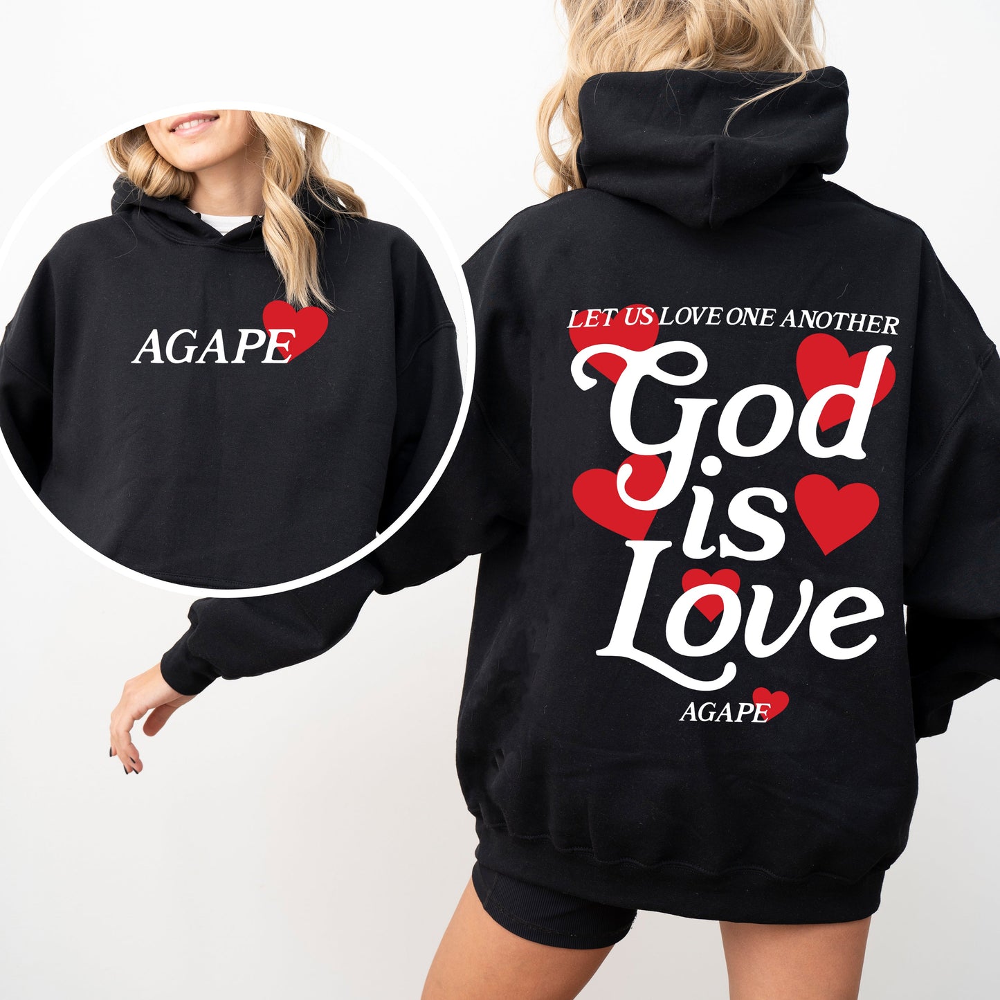 God Is Love, Agape, Love One Another, Bible, Faith, Christian, Religious Hoodie, Hooded Sweatshirt