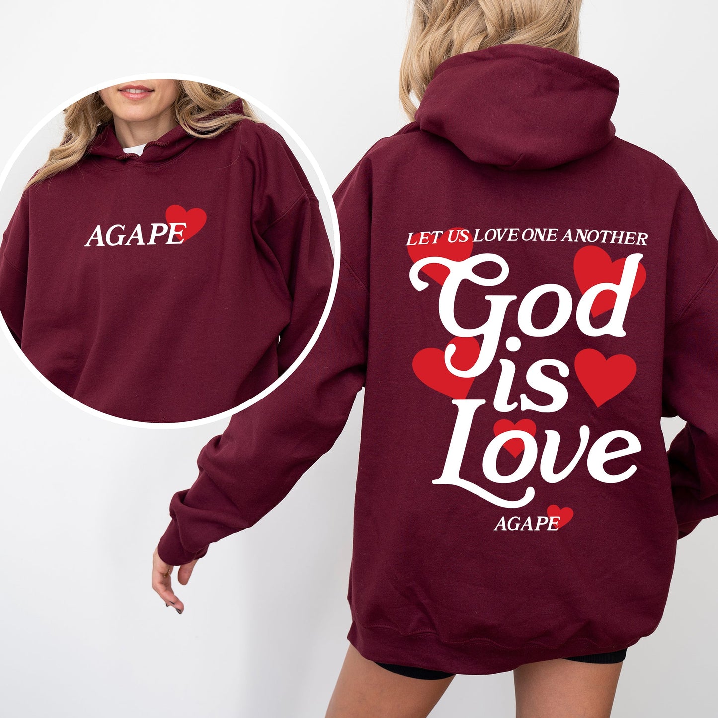 God Is Love, Agape, Love One Another, Bible, Faith, Christian, Religious Hoodie, Hooded Sweatshirt