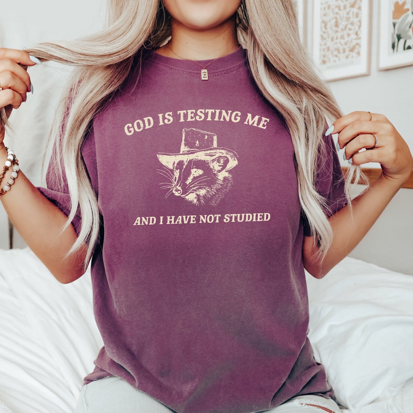 God Is Testing Me, Possum, Meme, Aesthetic, Funny, Comfort Colors Tshirt