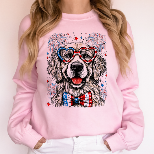 Golden Retriever Patriotic Dog, USA, America, Pet Lover, 4th of July Sweatshirt