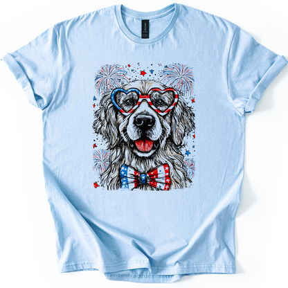 Golden Retriever Patriotic Dog, USA, America, Pet Lover, 4th of July, Soft Style T-Shirt