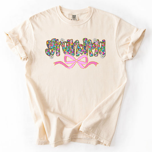 Grandma, Mother's Day, Ribbon, Bow, Floral, Flowers, Bright, Colorful, Pastels Tshirt Comfort Colors T-Shirt