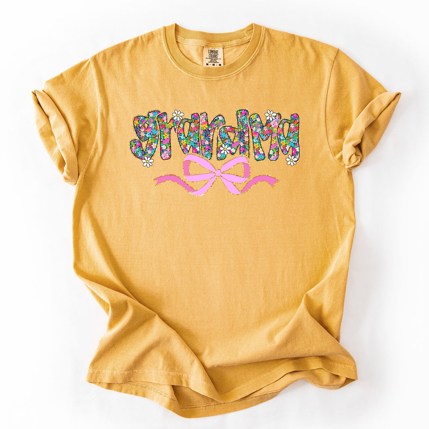 Grandma, Mother's Day, Ribbon, Bow, Floral, Flowers, Bright, Colorful, Pastels Tshirt Comfort Colors T-Shirt