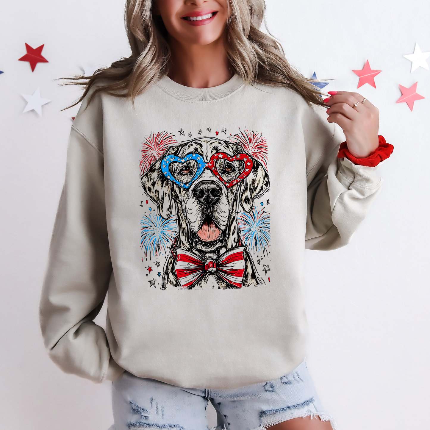 Great Dane Patriotic Dog, USA, America, Pet Lover, 4th of July Sweatshirt