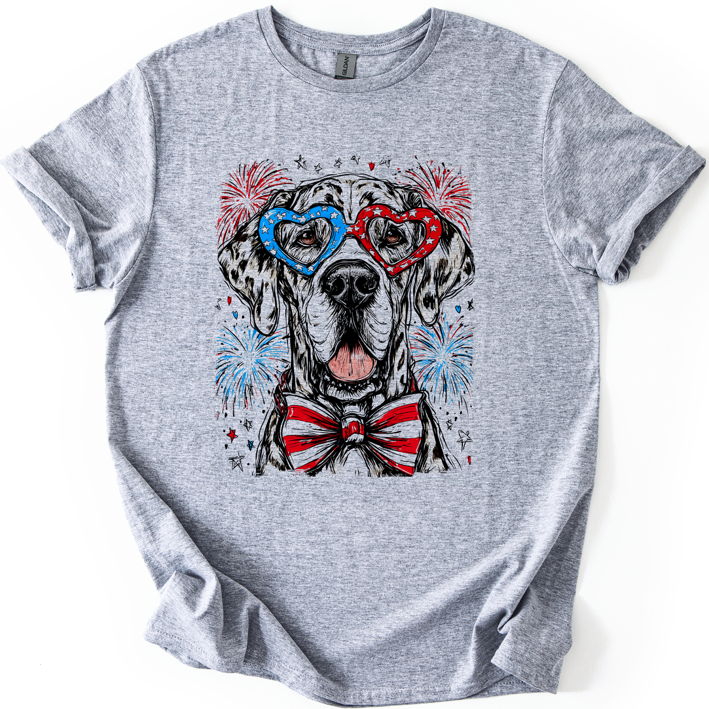 Great Dane Patriotic Dog, USA, America, Pet Lover, 4th of July, Soft Style T-Shirt