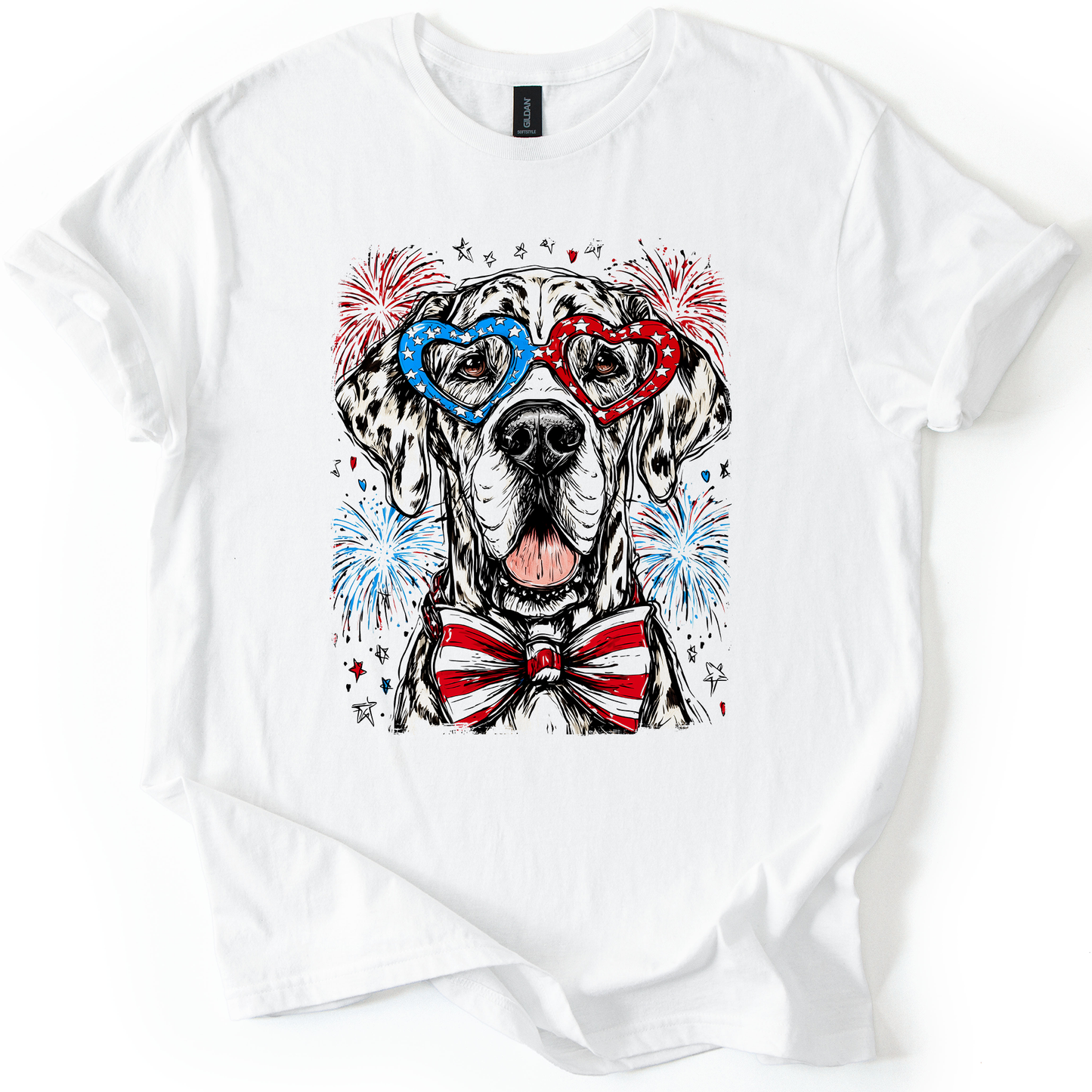 Great Dane Patriotic Dog, USA, America, Pet Lover, 4th of July, Soft Style T-Shirt
