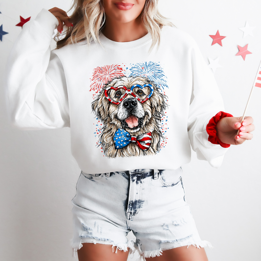 Great Pyrenees Patriotic Dog, USA, America, Pet Lover, 4th of July Sweatshirt