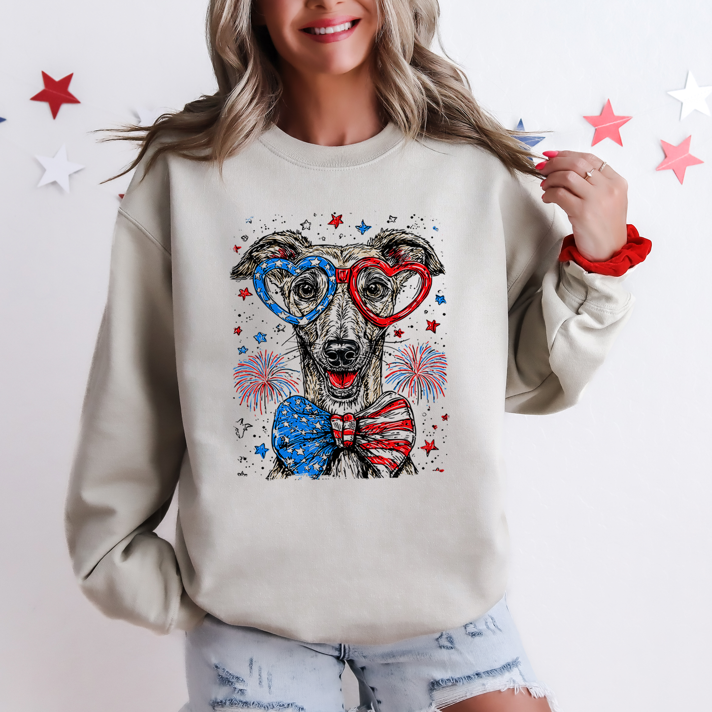 Greyhound Patriotic Dog, USA, America, Pet Lover, 4th of July Sweatshirt