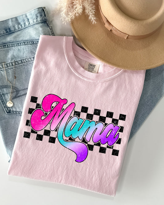 Groovy Mama, Checkered, Lightening Bolt, Colorful, Mother, Mom, Retro Shirt Comfort Colors T-Shirt