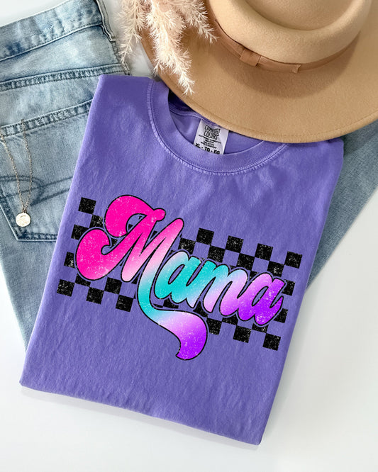 Groovy Mama, Checkered, Lightening Bolt, Colorful, Mother, Mom, Retro Shirt Comfort Colors T-Shirt