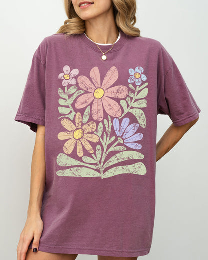 Groovy, Gorgeous Abstract Flowers, Boho Floral Design, Summer Vibes, Gardening, Festival, Nature Shirt Comfort Colors T-Shirt