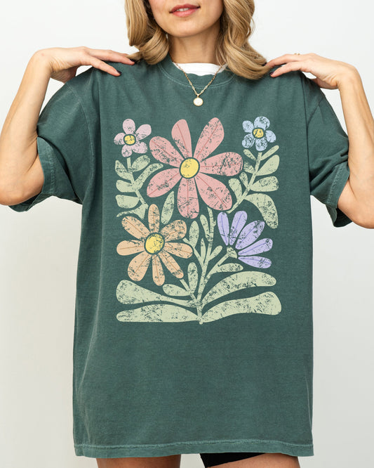 Groovy, Gorgeous Abstract Flowers, Boho Floral Design, Summer Vibes, Gardening, Festival, Nature Shirt Comfort Colors T-Shirt