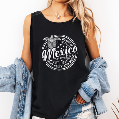 Gulf of Mexico, Turtle, Stay Salty and Resist Comfort Colors Tank Top