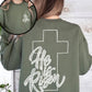 He Is Risen, Faux Lace, Girly, Cross, Coquette, Christian, Jesus, Gospel, Faith, Saved Sweatshirt