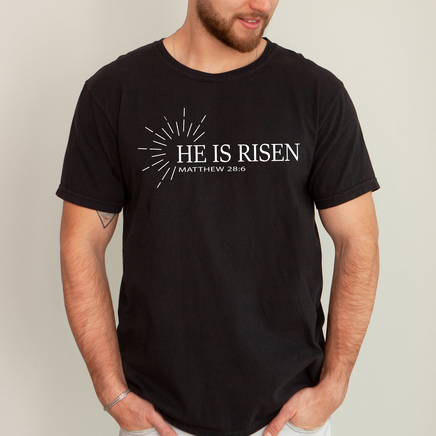 He Is Risen, Matthew, Christian, Jesus, Gospel, Faith, Saved Tshirt Comfort Colors T-Shirt