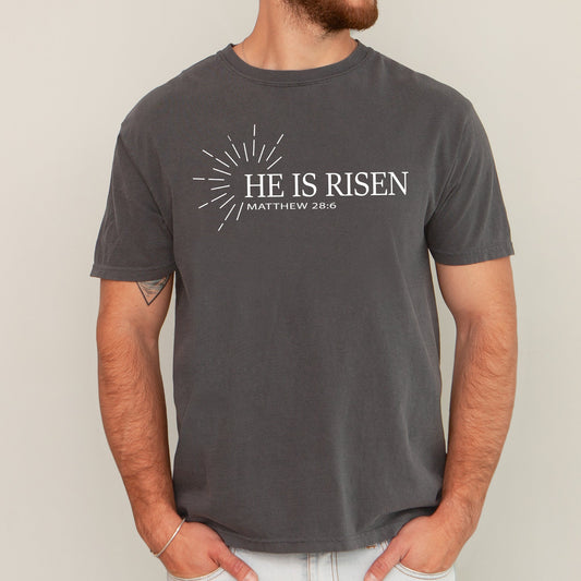 He Is Risen, Matthew, Christian, Jesus, Gospel, Faith, Saved Tshirt Comfort Colors T-Shirt