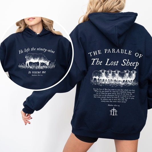 He Left The Ninety Nine To Rescue Me, 99 Sheep, Religious, Christian, Faith, Bible Hoodie, Hooded Sweatshirt