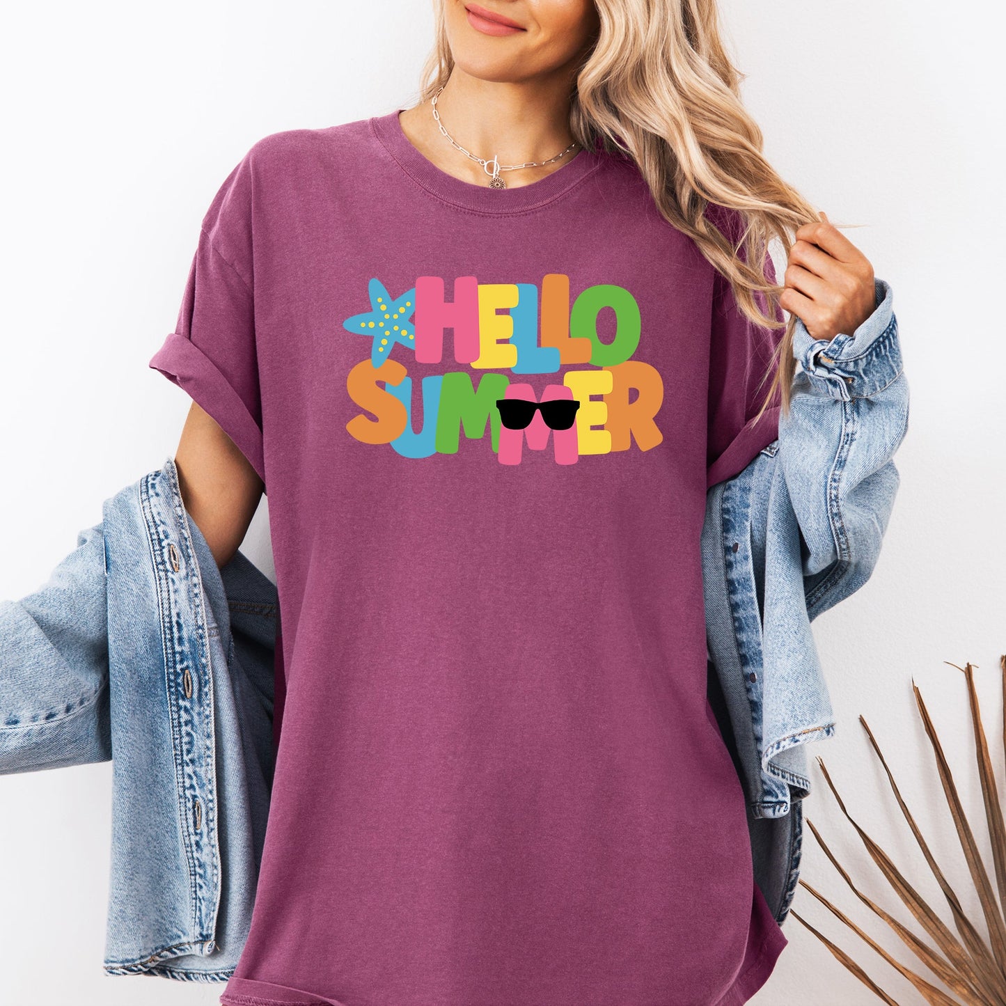 Hello Summer, Colorful, Retro, Beach, Comfort Colors T-Shirt