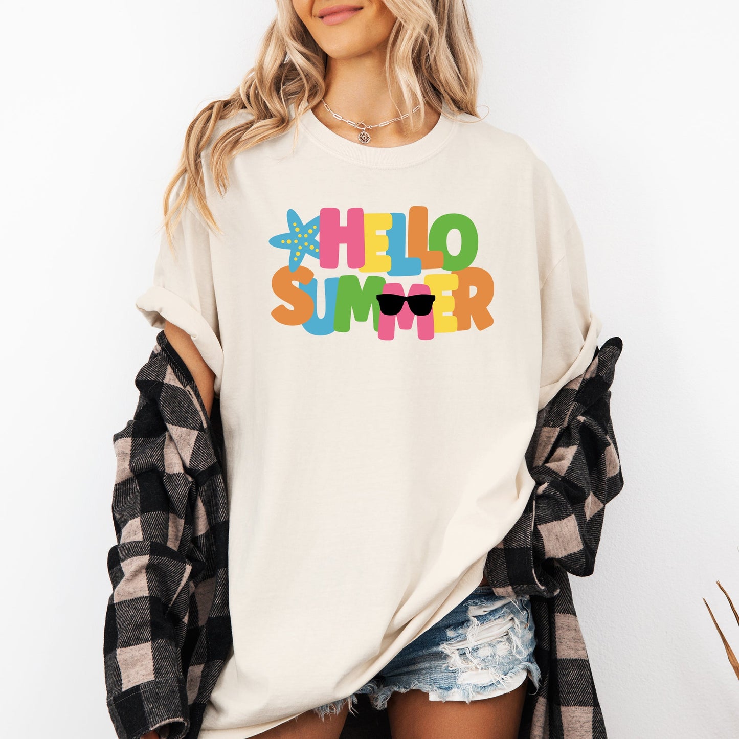 Hello Summer, Colorful, Retro, Beach, Comfort Colors T-Shirt