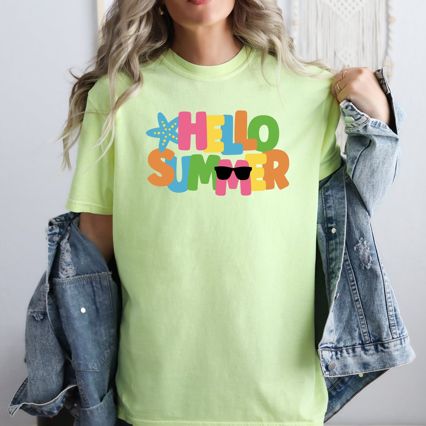 Hello Summer, Colorful, Retro, Beach, Comfort Colors T-Shirt