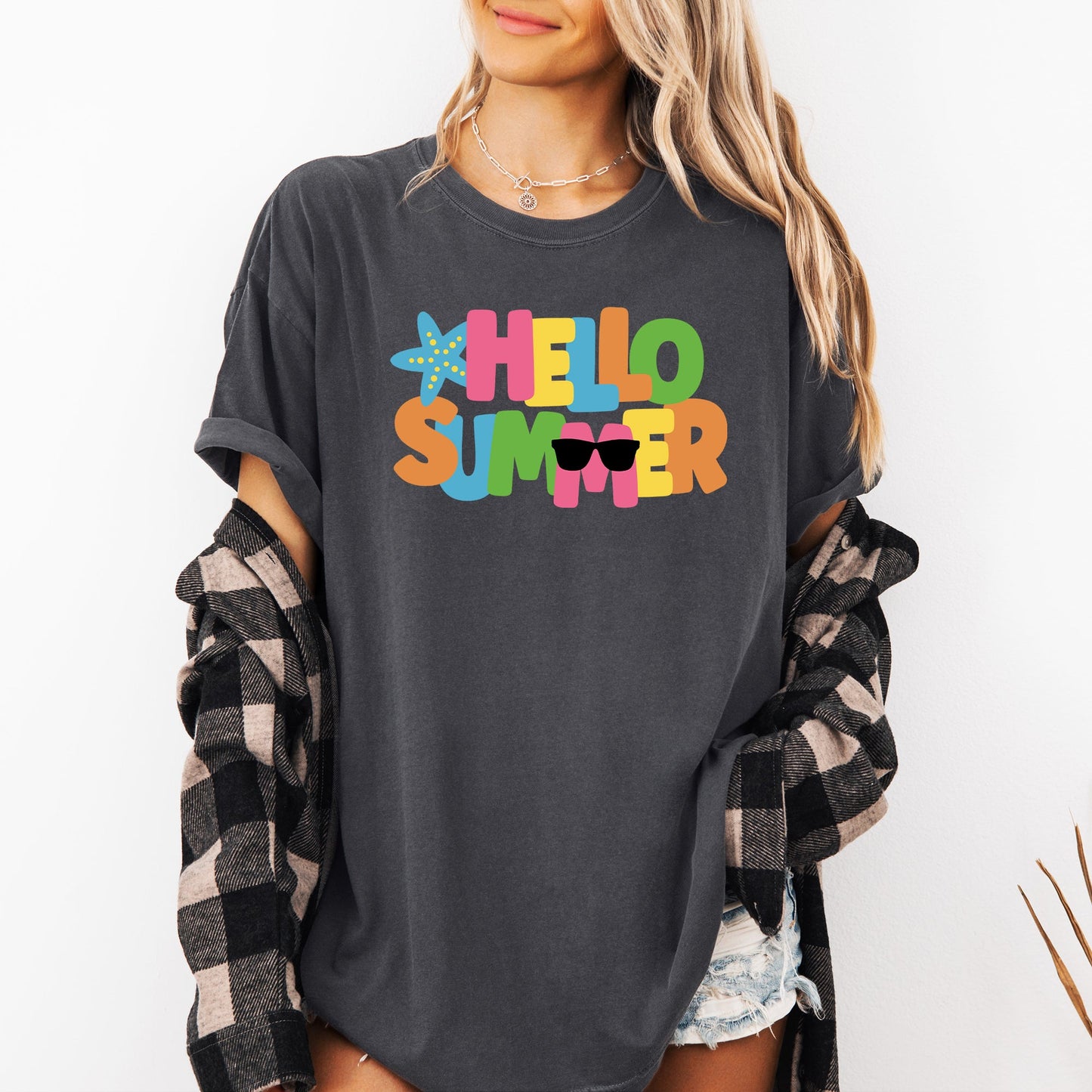Hello Summer, Colorful, Retro, Beach, Comfort Colors T-Shirt