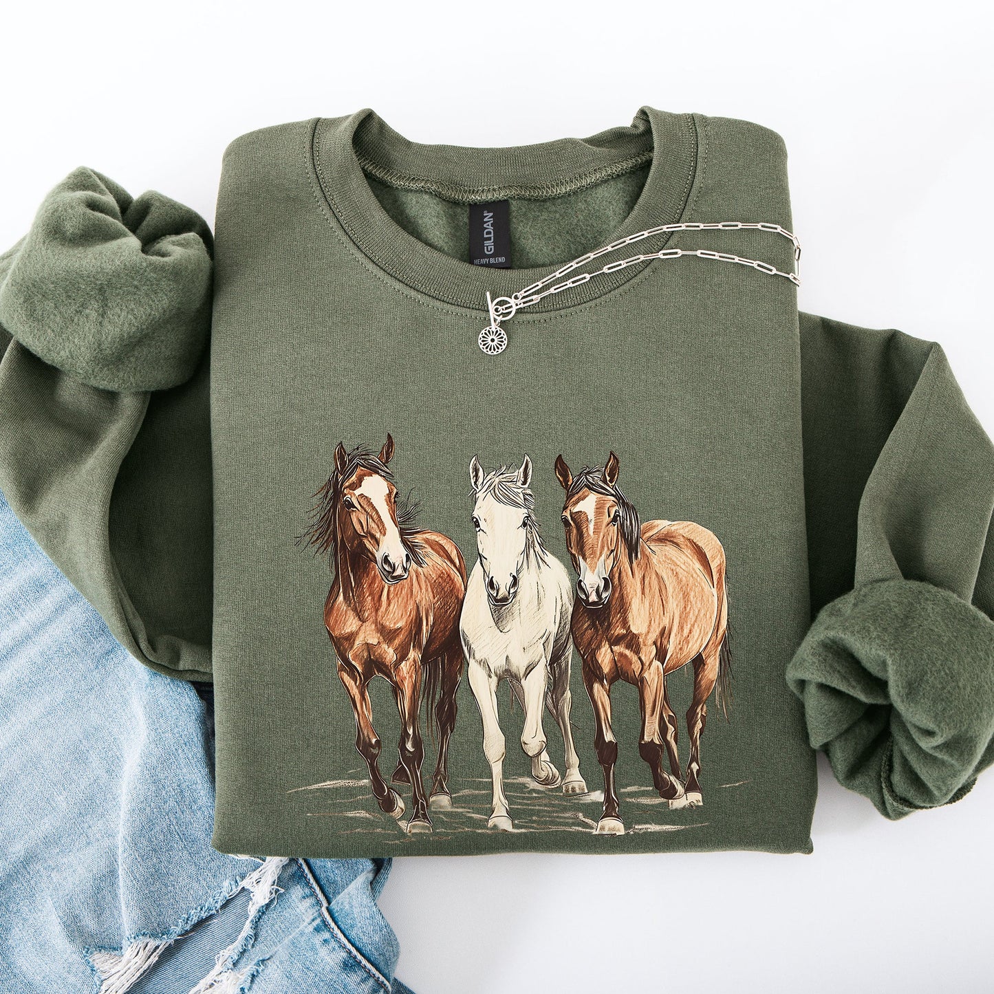 Horses, Western, Classic, Country, Cowboy, Cowgirl, Rodeo Sweatshirt