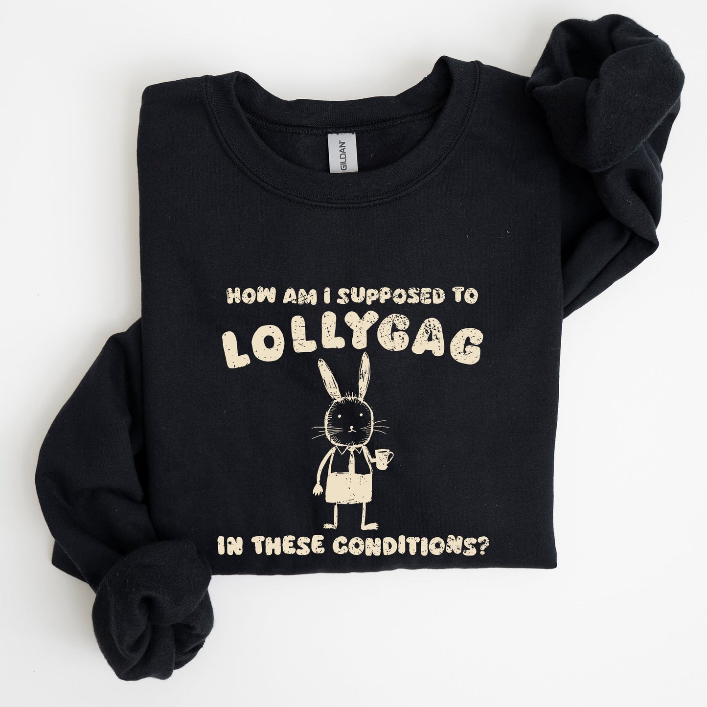 How Am I Supposed To Lollygag, Rabbit, Bunny, Meme, Aesthetic, Funny Sweatshirt