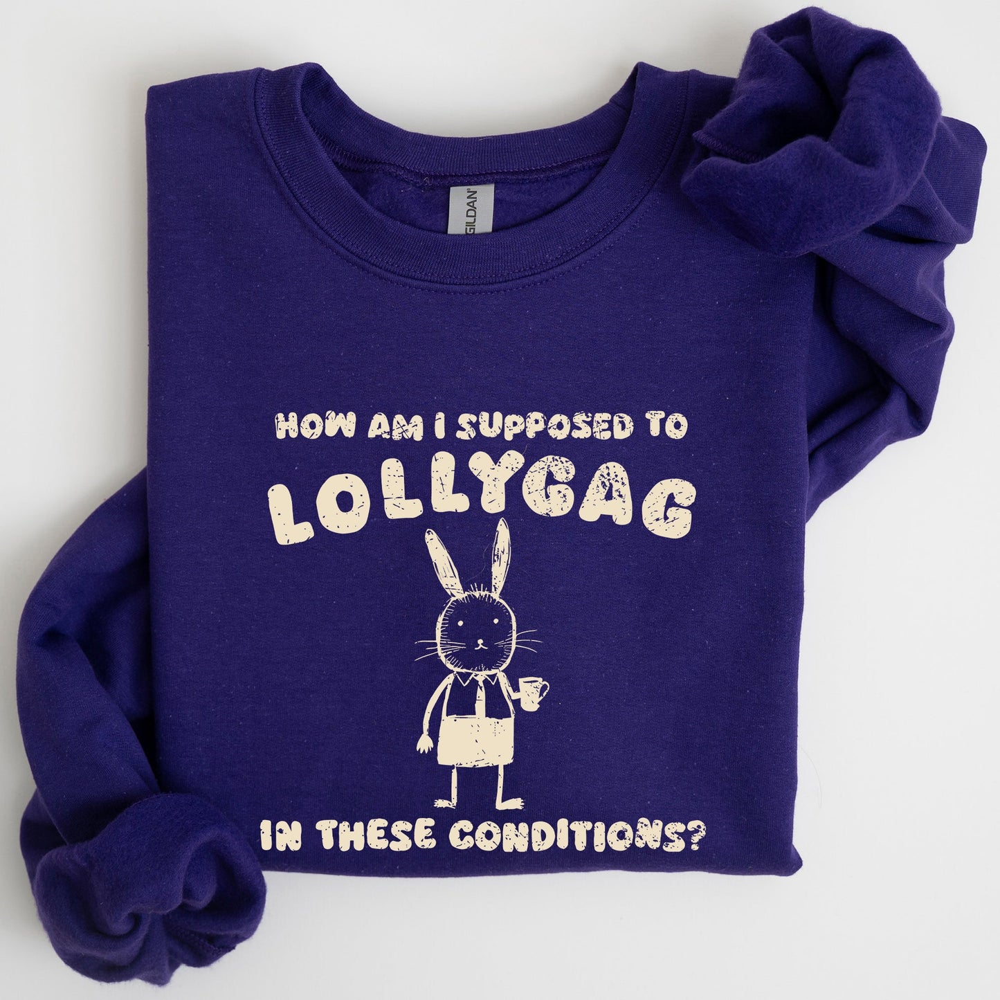 How Am I Supposed To Lollygag, Rabbit, Bunny, Meme, Aesthetic, Funny Sweatshirt