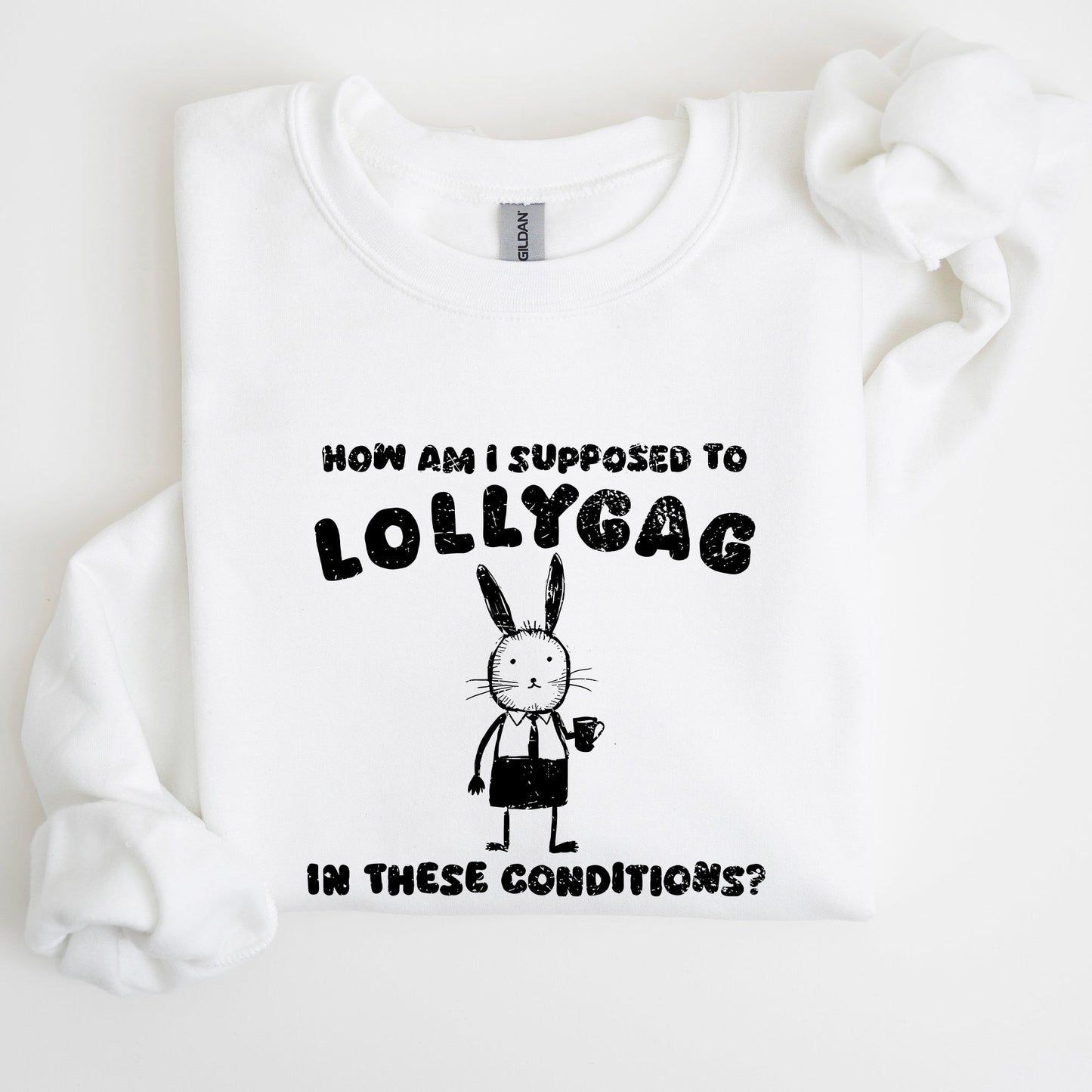 How Am I Supposed To Lollygag, Rabbit, Bunny, Meme, Aesthetic, Funny Sweatshirt