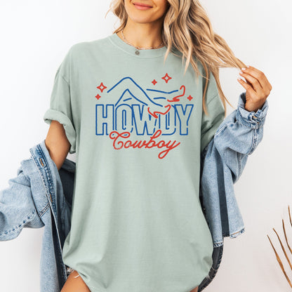 Howdy Cowboy, Neon, Las Vegas, Retro, Western, Country Tshirt Comfort Colors T-Shirt