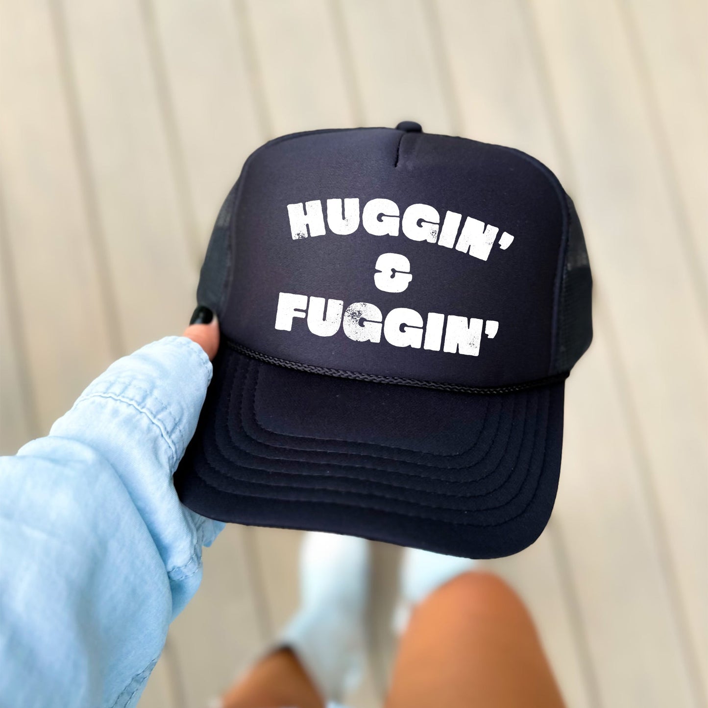 Huggin and Fuggin, Sassy, Funny, Black Snapback Trucker Hat