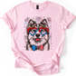 Husky Patriotic Dog, USA, America, Pet Lover, 4th of July, Soft Style T-Shirt