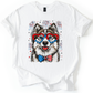 Husky Patriotic Dog, USA, America, Pet Lover, 4th of July, Soft Style T-Shirt