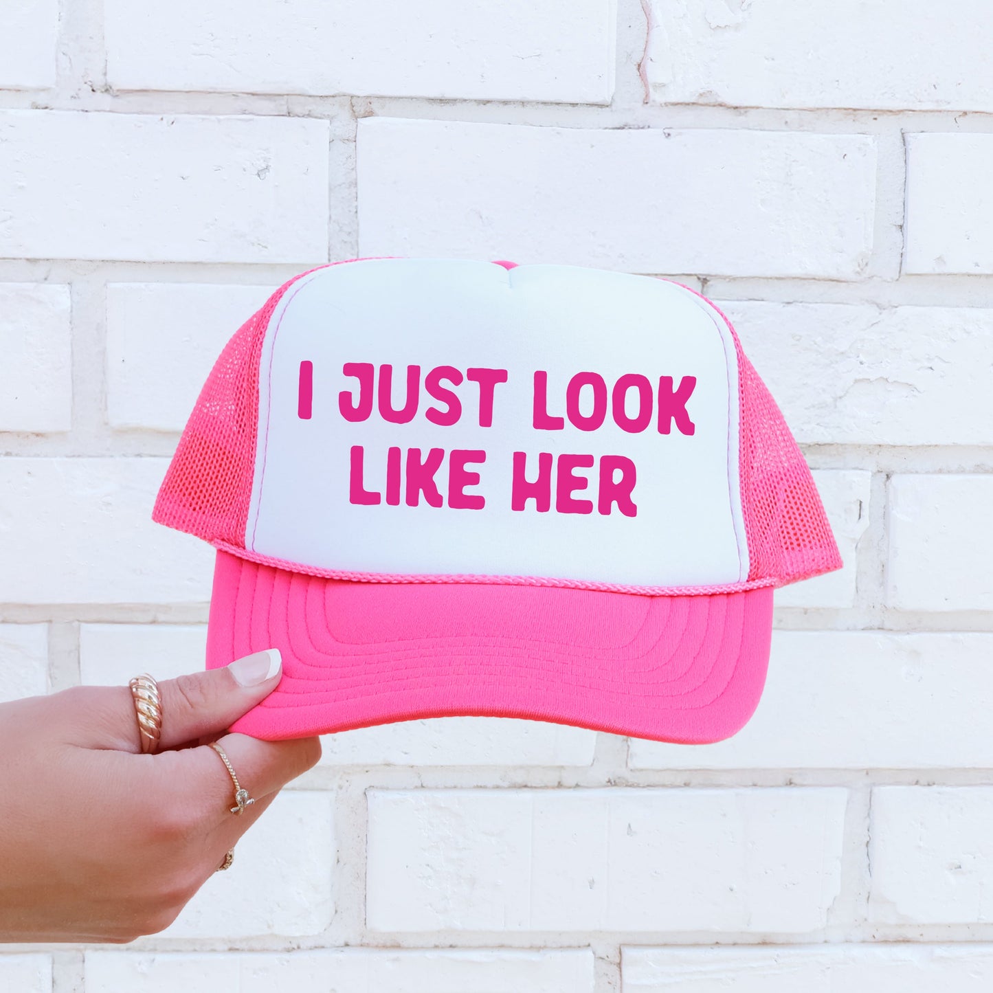 I Just Look Like Her, Sassy, Funny, Bright Pink Snapback Trucker Hat
