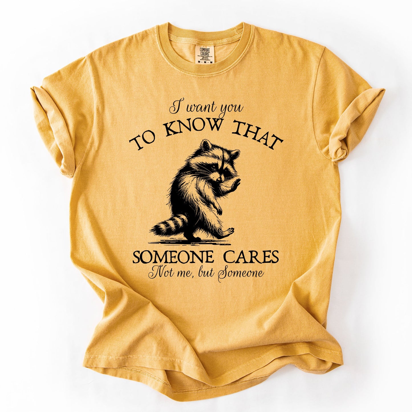 I Want You To Know That Someone Cares, Raccoon, Mental Health, Funny, Sassy, Sarcastic Tshirt Comfort Colors T-Shirt