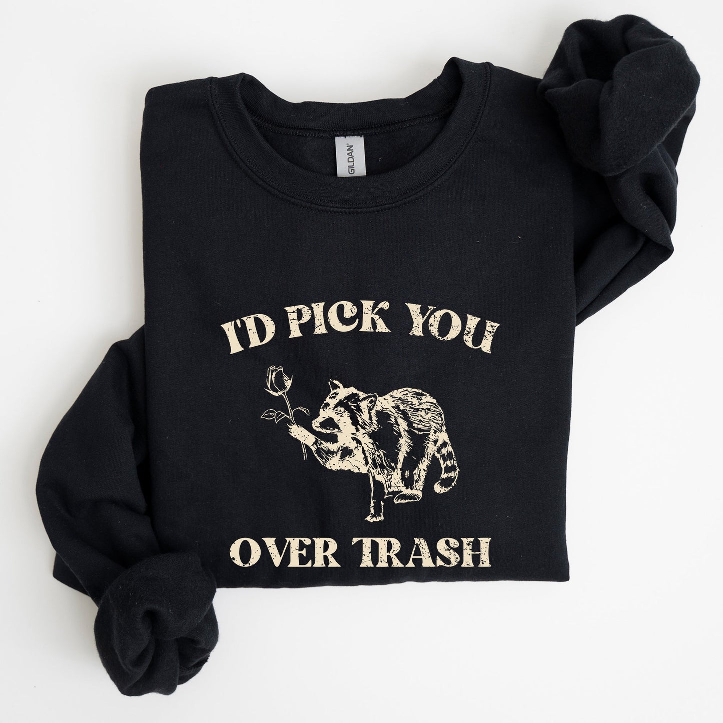 I'd Pick You Over Trash, Raccoon, Meme, Aesthetic, Funny Sweatshirt