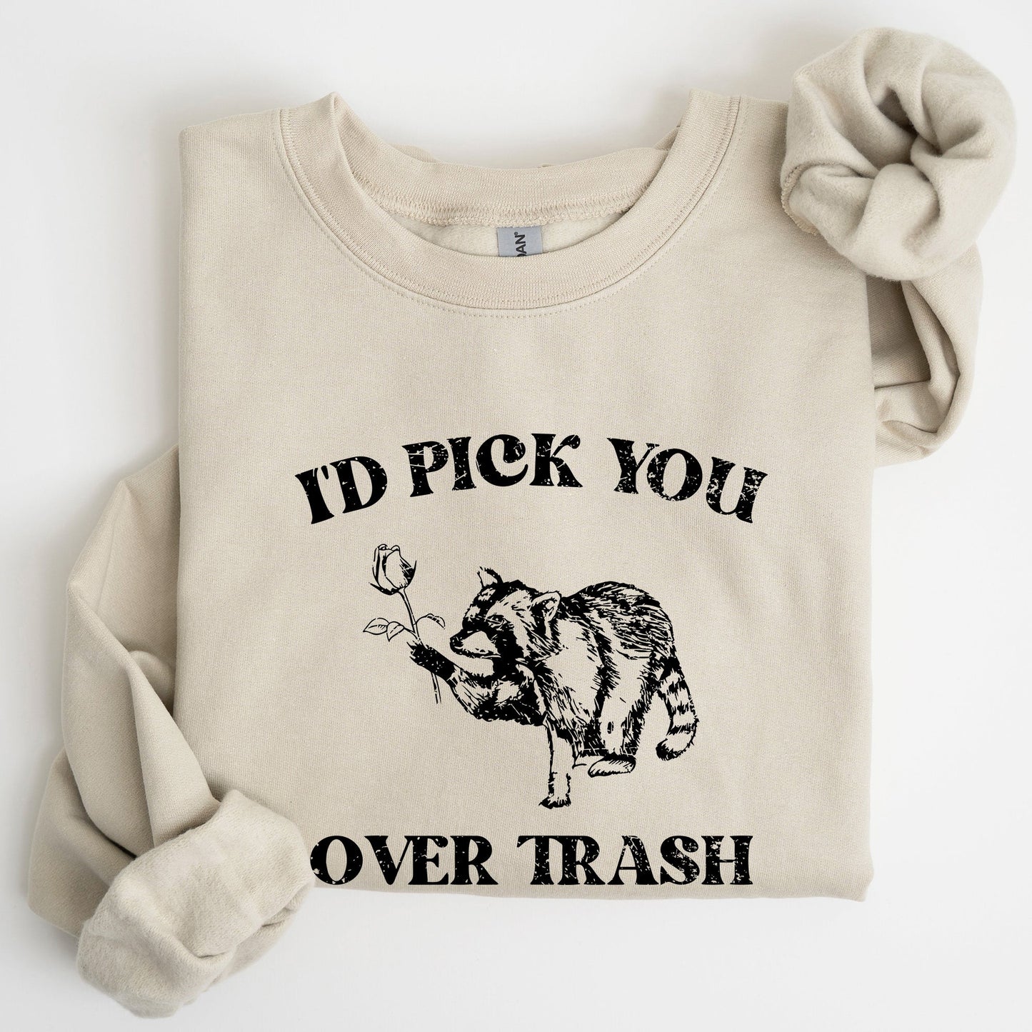 I'd Pick You Over Trash, Raccoon, Meme, Aesthetic, Funny Sweatshirt