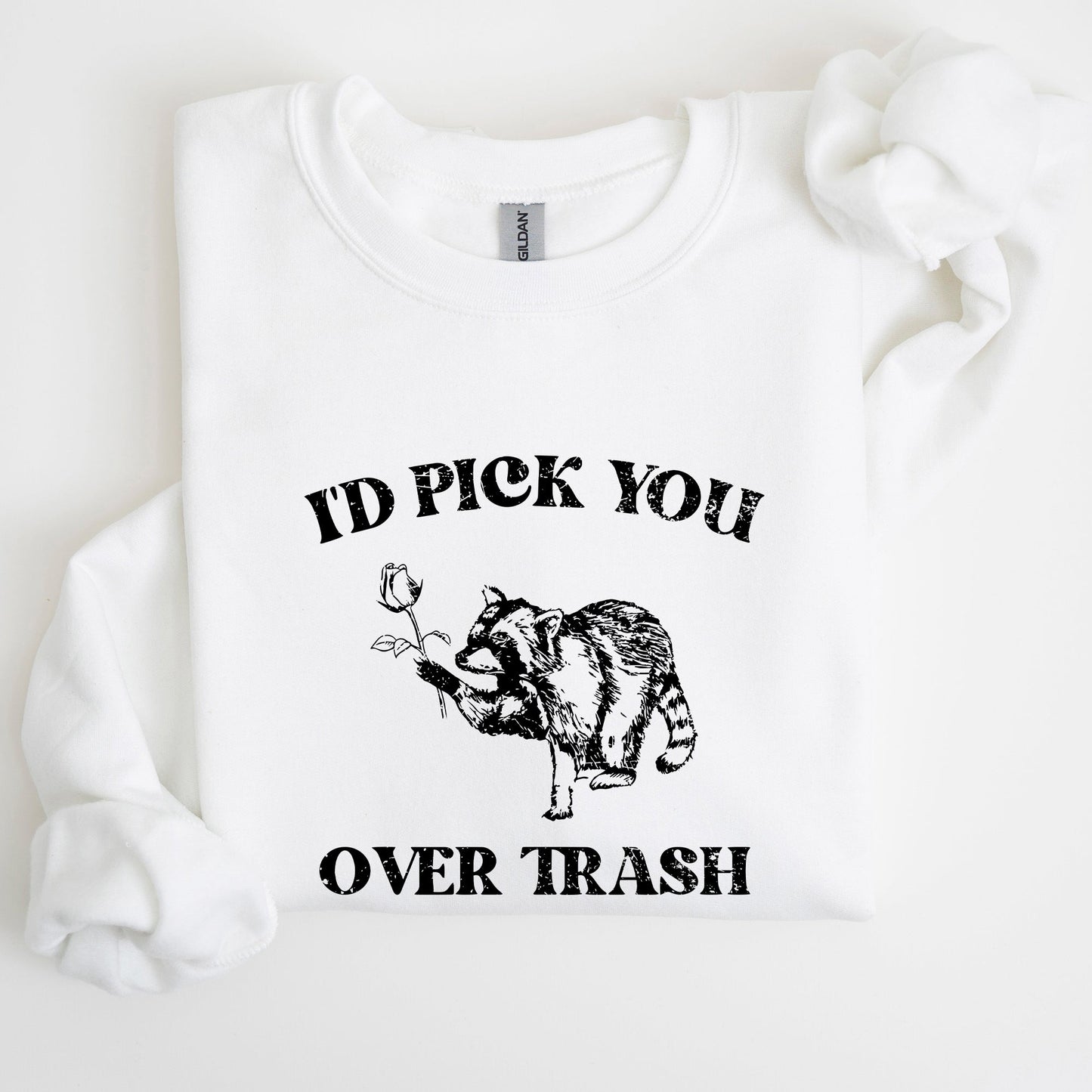 I'd Pick You Over Trash, Raccoon, Meme, Aesthetic, Funny Sweatshirt