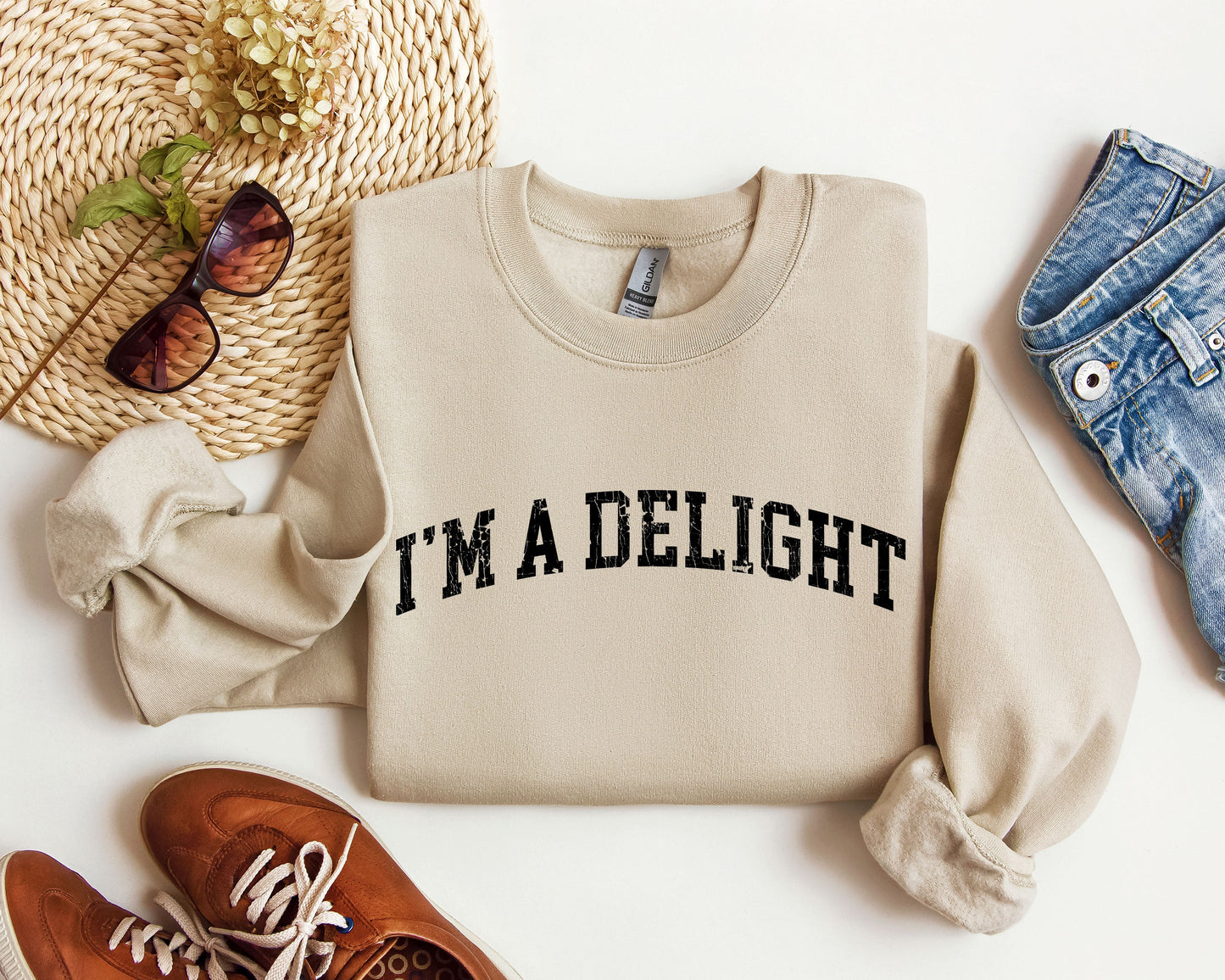 I'm A Delight Funny Sweatshirt, Sarcastic College Sweatshirt