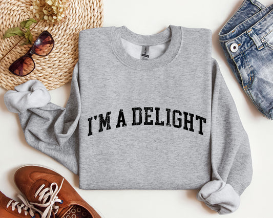 I'm A Delight Funny Sweatshirt, Sarcastic College Sweatshirt