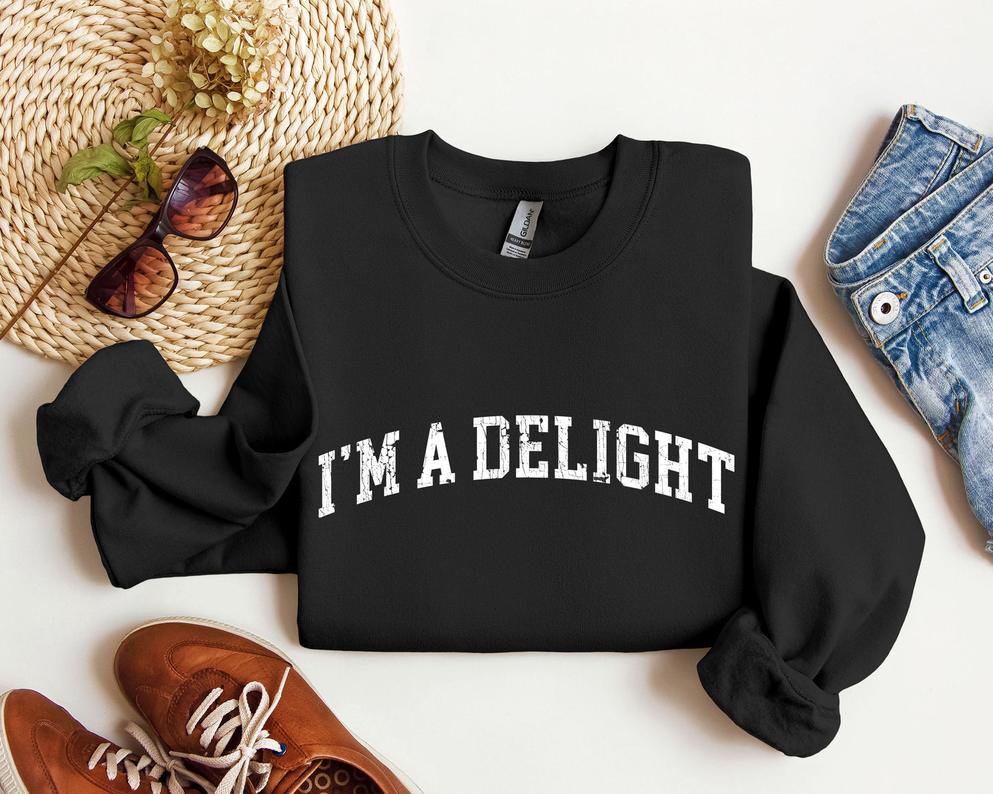 I'm A Delight Funny Sweatshirt, Sarcastic College Sweatshirt