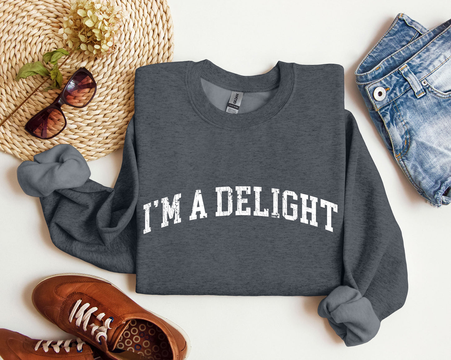 I'm A Delight Funny Sweatshirt, Sarcastic College Sweatshirt