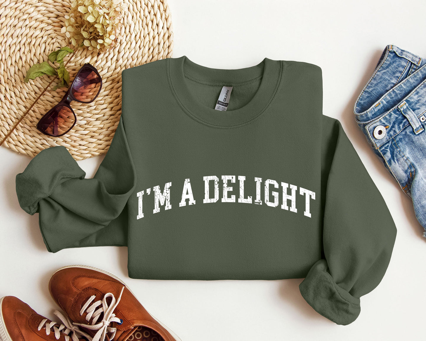 I'm A Delight Funny Sweatshirt, Sarcastic College Sweatshirt