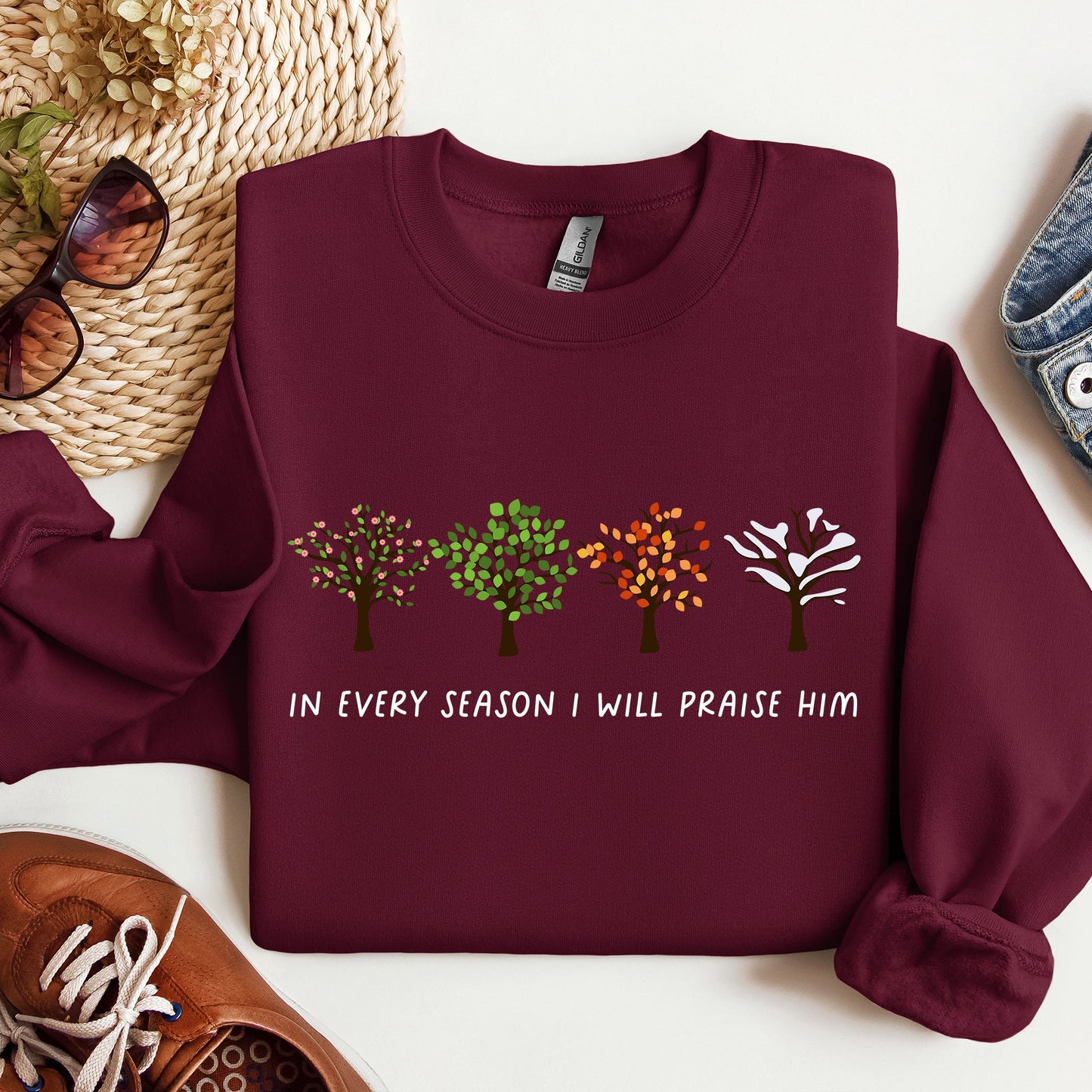 In Every Season I Will Praise Him, Jesus Love, Christian Faith, Bible Truths, Christian Symbol Sweatshirt