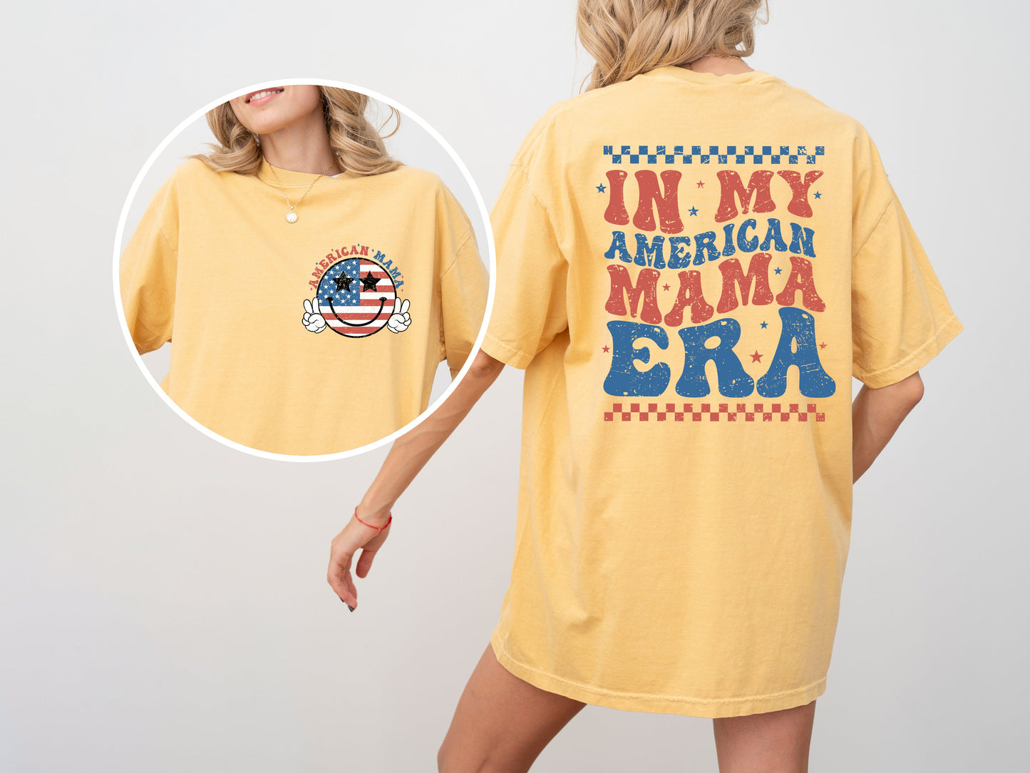 In My American Mama Era, Retro, Independence Day, America, USA, 4th of July, Fourth of July, Patriotic Tshirt Comfort Colors T-Shirt