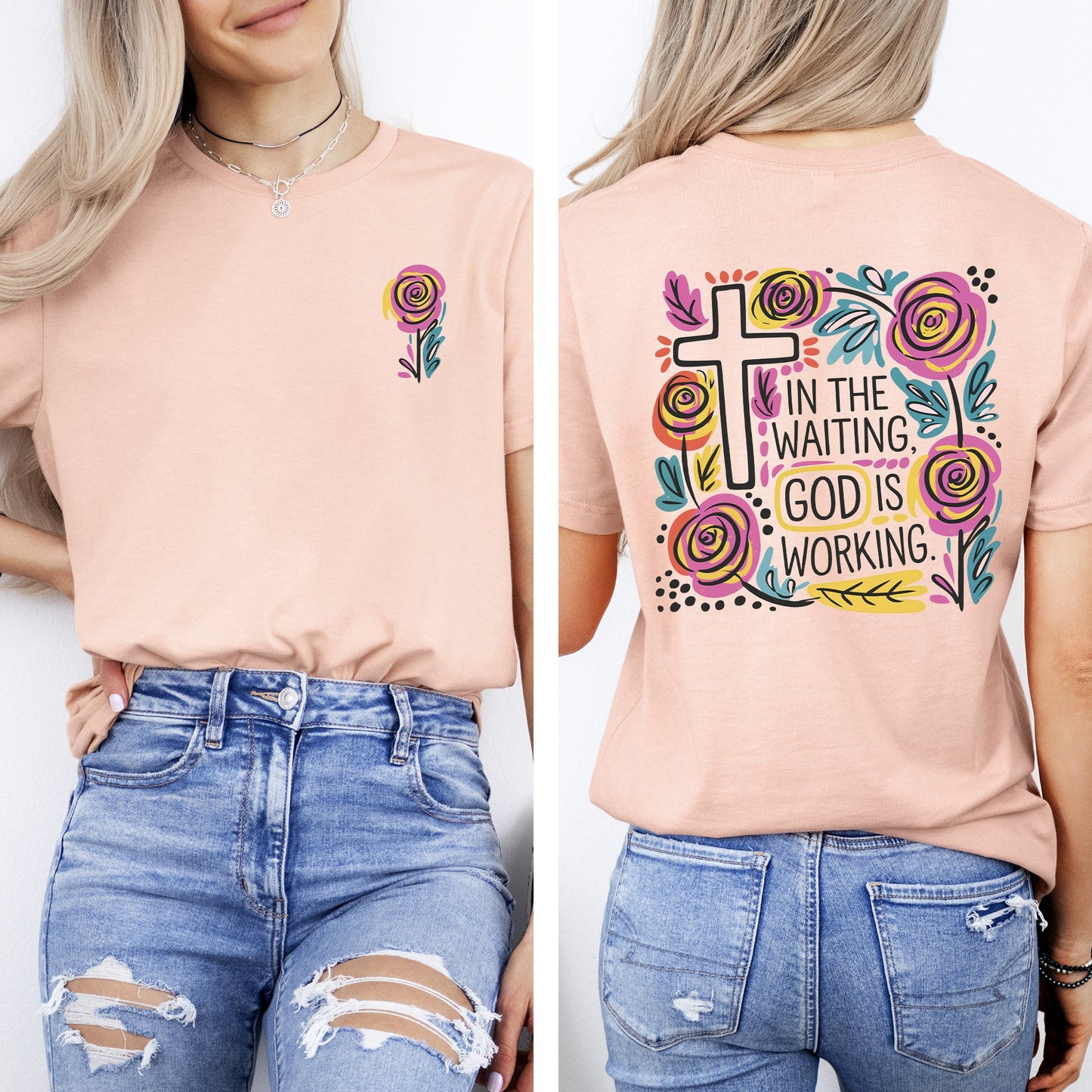 In The Waiting, God Is Working, Christian, Jesus, Gospel, Faith, Saved Tshirt Comfort Colors T-Shirt