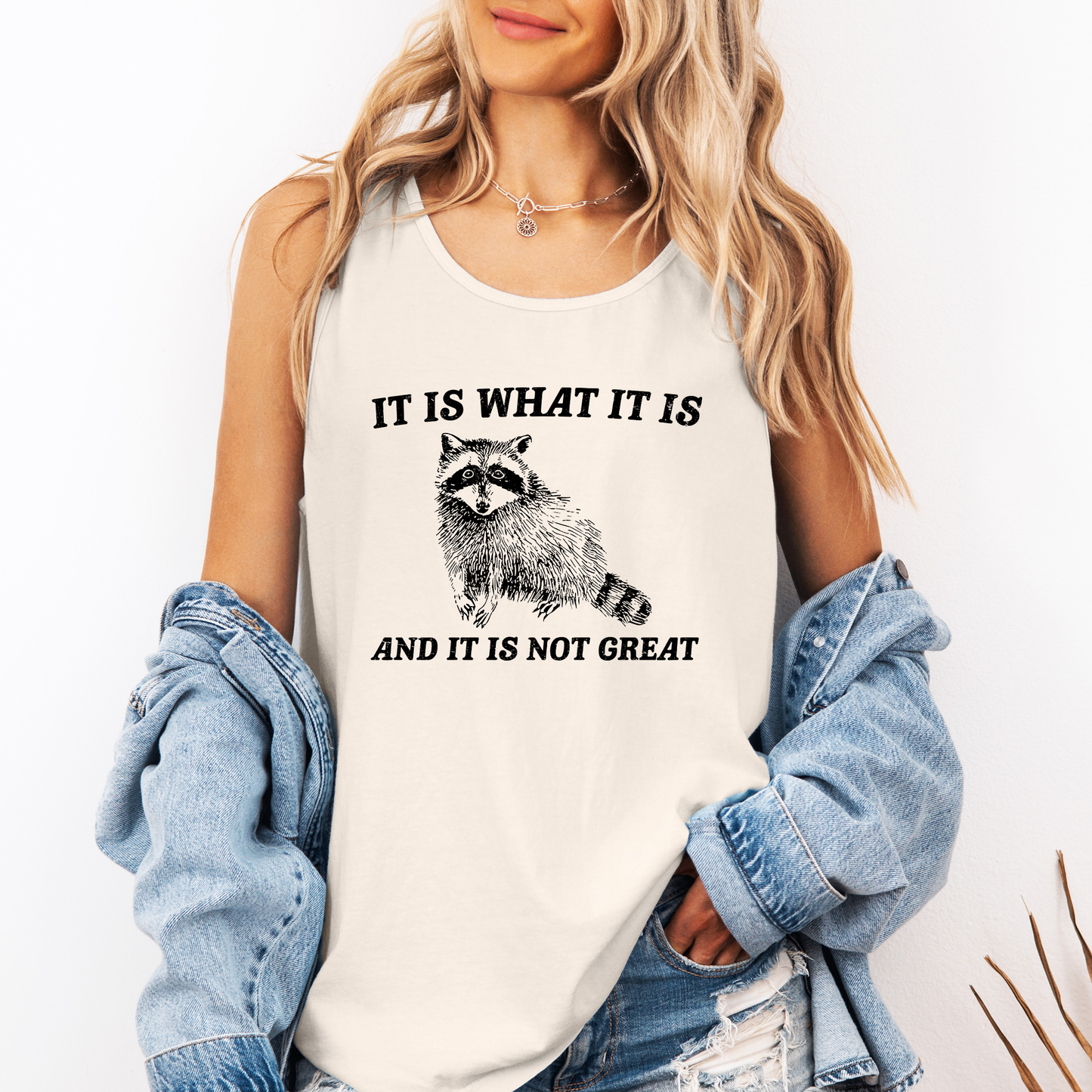 It Is What It Is And It Is Not Great, Raccoon, Sassy, Sarcastic, Minimalist, Funny Comfort Colors Tank Top