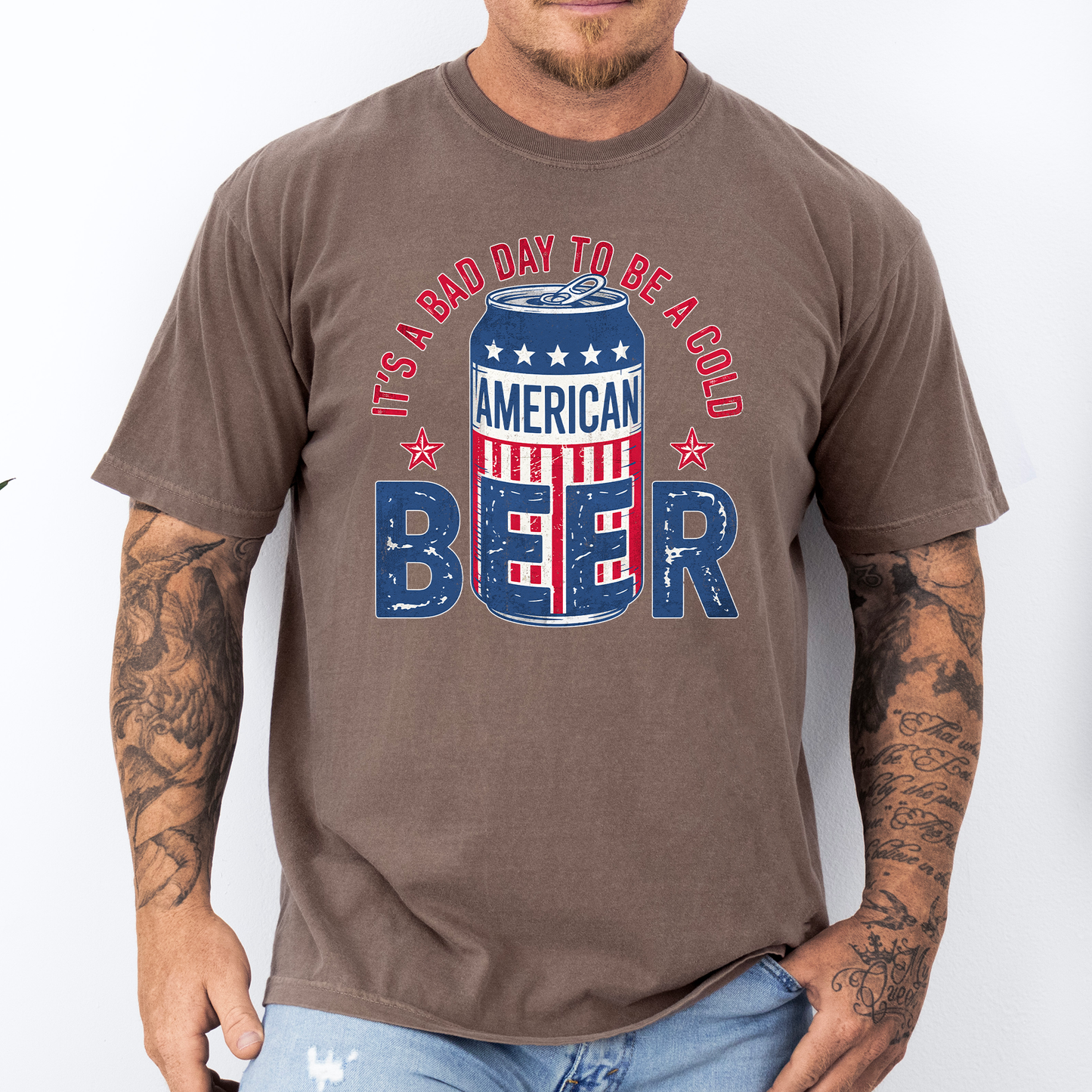 It's A Bad Day To Be A Cold Beer, Patriotic, Dad, Father's Day, Boyfriend, Husband, Brother, Guy Gift, Comfort Colors T-Shirt
